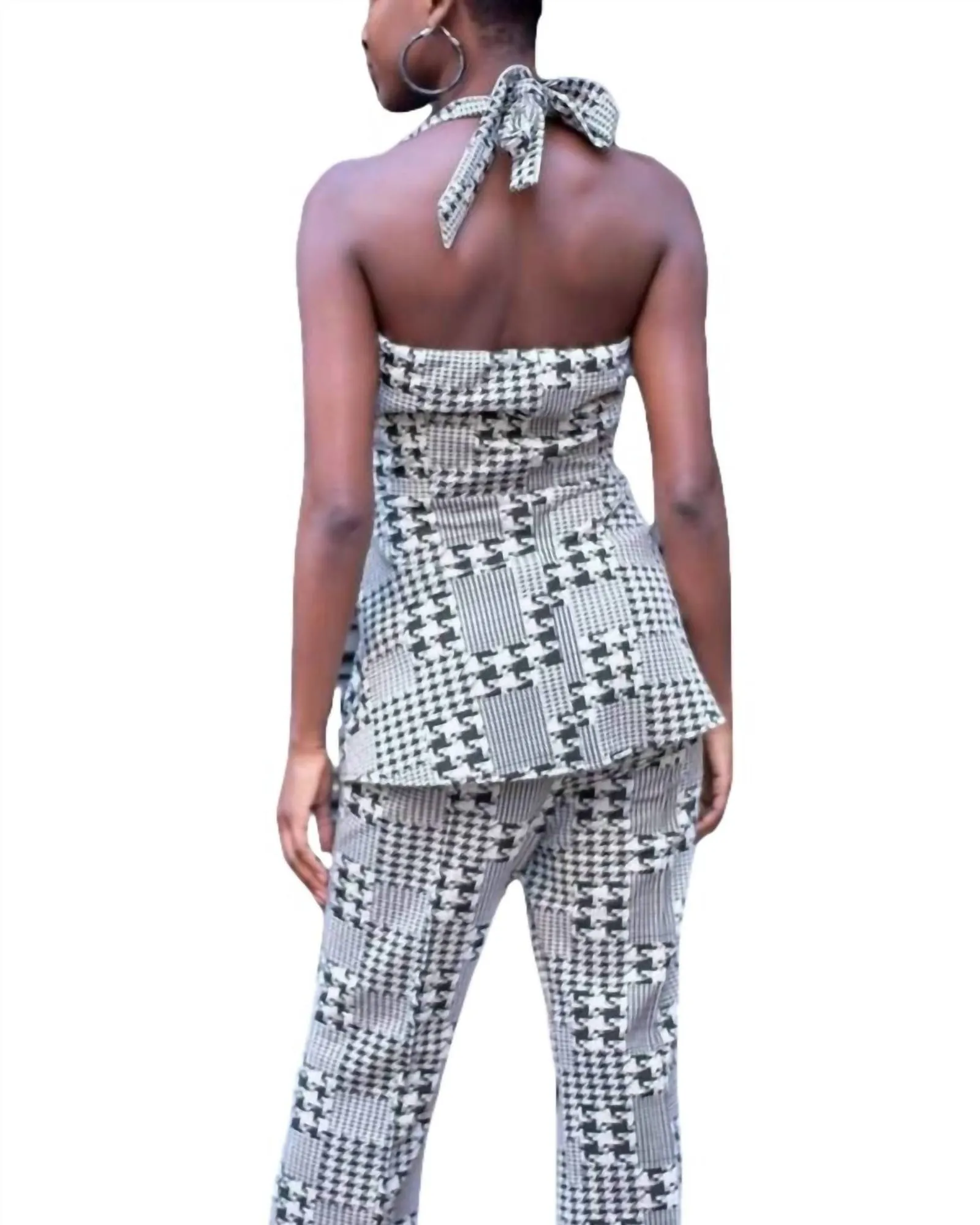 Plaid Pant Set In Black/White | Black/White