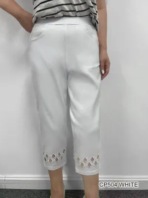 White cutwork pull-on pockets Capri CP504